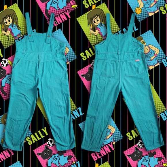 Vintage Denim - Vintage Freedom Oversized Teal Denim Overalls